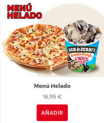 Pizza Mediana Especialidad de Telepizza + Helado Ben and Jerry's por 16,95€ a domicilio