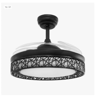 Ventilador de techo Jocca con plafón de 3 aspas transparentes con diámetro de 106 cm, con 6 velocidades, 3 opciones de luz por 59.49€