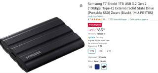 Samsung T7 Shield - Externe SSD - 1 TB / Zwart voor €86,99 bij Amazon