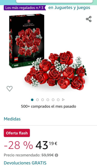 LEGO Icons Ramo de Rosas por 43,19€.