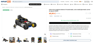 Fisher-Price Imaginext Batmovil Transformable, coche teledirigido Radio control por 49,99€