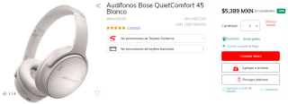 Audífonos Bose QuietComfort 45 por $4,472 en Sanborns