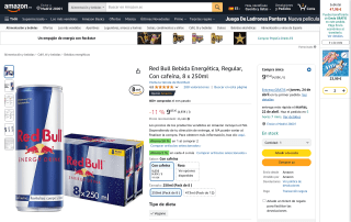 2 Pack bebidas energéticas Red Bull 8 x 250 ml por 14,78€
