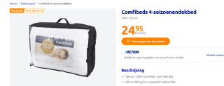 Comfibeds 4-seizoenendekbed 240 x 220 cm voor €24,95 bij de Action