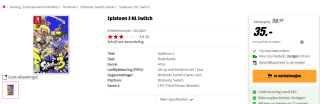 Splatoon 3 - Nintendo Switch voor €35 bij de Mediamarkt in België