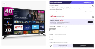 Smart TV 40 pulgadas Led Full HD, televisor Hey Google Official Assistant, control por voz - TD Systems PRIME40C15GLE por 168.29€ (Cuenta Nueva 156.29€)