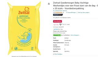 Zwitsal Goedemorgen Vochtige Washandjes - 6 x 20 stuks - Voordeelverpakking voor €9,44 met Amazon Prime