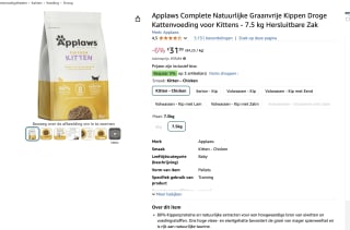 Applaws Complete Natuurlijke Droge Kattenvoeding 7.5 kg voor €31,89