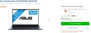Asus Vivobook Pro 16 X M6500RE-MA040W voor €1.099 bij Coolblue
