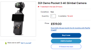 Shop DJI Osmo Pocket 3 4K gimbal camera from eBay for £458.10