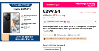 Nubia Z60S Pro smartphone voor €299,54 bij Aliexpress