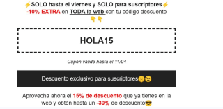 10% descuento extra para suscriptores de la vieja fabrica