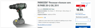 Perceuse-visseuse sans fil à 19,99€