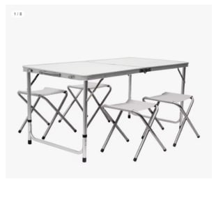 Mesa para Acampada 120x60x70cm Incluye 4 Taburetes y Plegable por 37.8€ (Cuenta Nueva 27.8€)