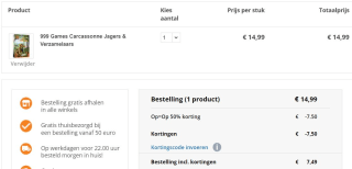 999 Games Carcassonne Jagers & Verzamelaars voor €7,49 bij Trekpleister