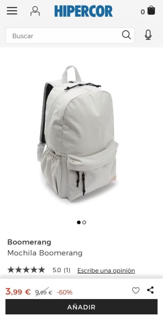 Mochila Boomerang por 3,99€.