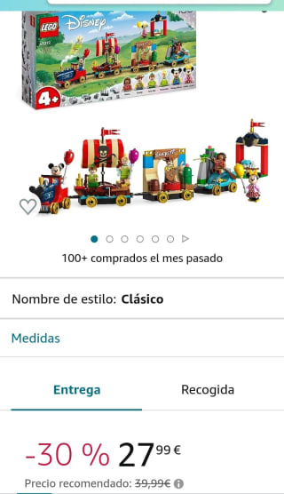 LEGO 43212 Disney Tren Homenaje a Disney por 27,99€.