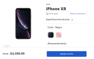 iPhone XR 64GB + Servicio por $4,399 en AT&T