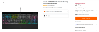 Teclado Gaming Retroiluminado Corsair K55 RGB PRO XT por 49.9€