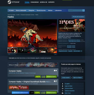 Videojuego Hades Steam por solo 8,33€