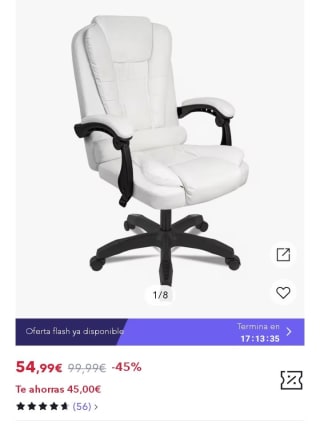 T-LoVendo TLV-AM-PC21-WHITE Sillón de Oficina por 39,99€.