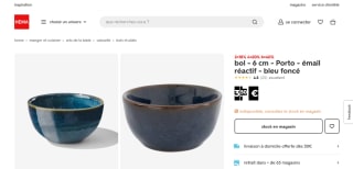 Lot de 6 bols Porto - 6 cm, émail réactif, bleu foncé à 3,50€