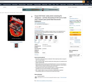Grupo Erik Poster Judas priest screaming for vengeance - Laminas decorativas 61x91,5cm a todo color Posters para pared ideal decoración por solo 1,95€