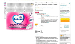 42 Rollos papel de baño Colhogar Protect Care Blanco 3 Capas por 13,94€