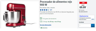 Procesador de alimentos de 900 W con báscula integrada para pesar en el bol mezclador. por 69.99€