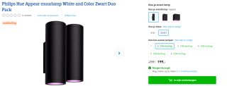 Philips Hue Outdoor Appear wandlamp zwart White en Color Ambiance Duo Pack voor €199 bij Coolblue