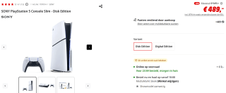 PlayStation 5 - Disc Edition - Slim voor €489 bij de Mediamarkt