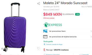Maleta 24" Suncoast por $849 en Sears