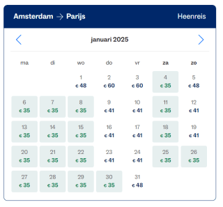 Eurostar Amsterdam/Rotterdam naar Parijs voor €35