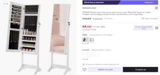 Espejo armario Joyero por 64,85€ (cuenta nueva por 52,85€)