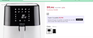 Freidora de Aire Crunchy Mellerware 5,5L por 59.99€ (cuentas nuevas por 50.99)