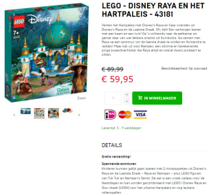 LEGO Disney Raya en het Hartpaleis - 43181 voor €59,95 bij Dagknaller
