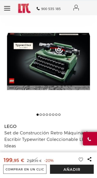 Set de Construcción Retro Máquina de Escribir Typewriter Coleccionable LEGO Ideas por 199,95€.
