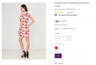 Vestido Mini Casual Metropolis Talla CH por $119 en Suburbia