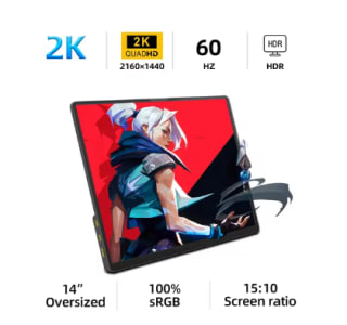 Zsus 2160*1440 14-Inch 2K Draagbare Monitor 60Hz voor €59 dmv code bij Aliexpress