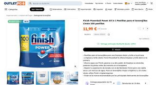 Finish Powerball Power All in 1 Limón 100 pastillas por 11,99€