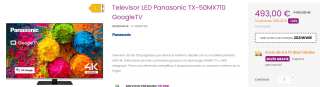 Televisor LED Panasonic TX-50MX710 GoogleTV por 473€
