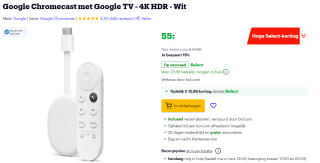 Google Chromecast Google TV 4K voor €55 bij Bol.com