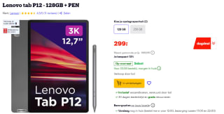 Lenovo Tab P12 12.7" 128GB Wifi Grijs incl. Stylus voor €299 bij Bol.com