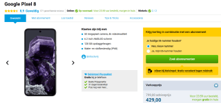 GOOGLE Pixel 8 - 128 GB Zwart voor €429 bij Belsimpel