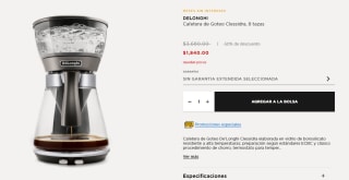 Cafetera De'longhi Clessidra a $1,840 en El Palacio de Hierro