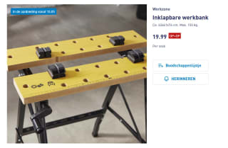 Workzone Inklapbare werkbank voor €19,99 bij de Aldi