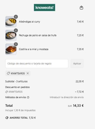 Descuento 35% primera compra de Knoweats