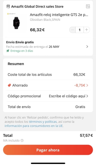 Amazfit-reloj inteligente GTS 2e 90 modos deportivos por 57,57€