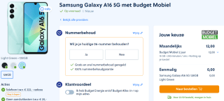 Gratis Samsung Galaxy A16 5G bij aankoop van een €12/maand Lebara abonnement