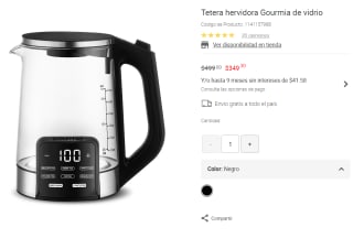 Tetera Hervidora Gourmia por $349 | Descuento Liverpool